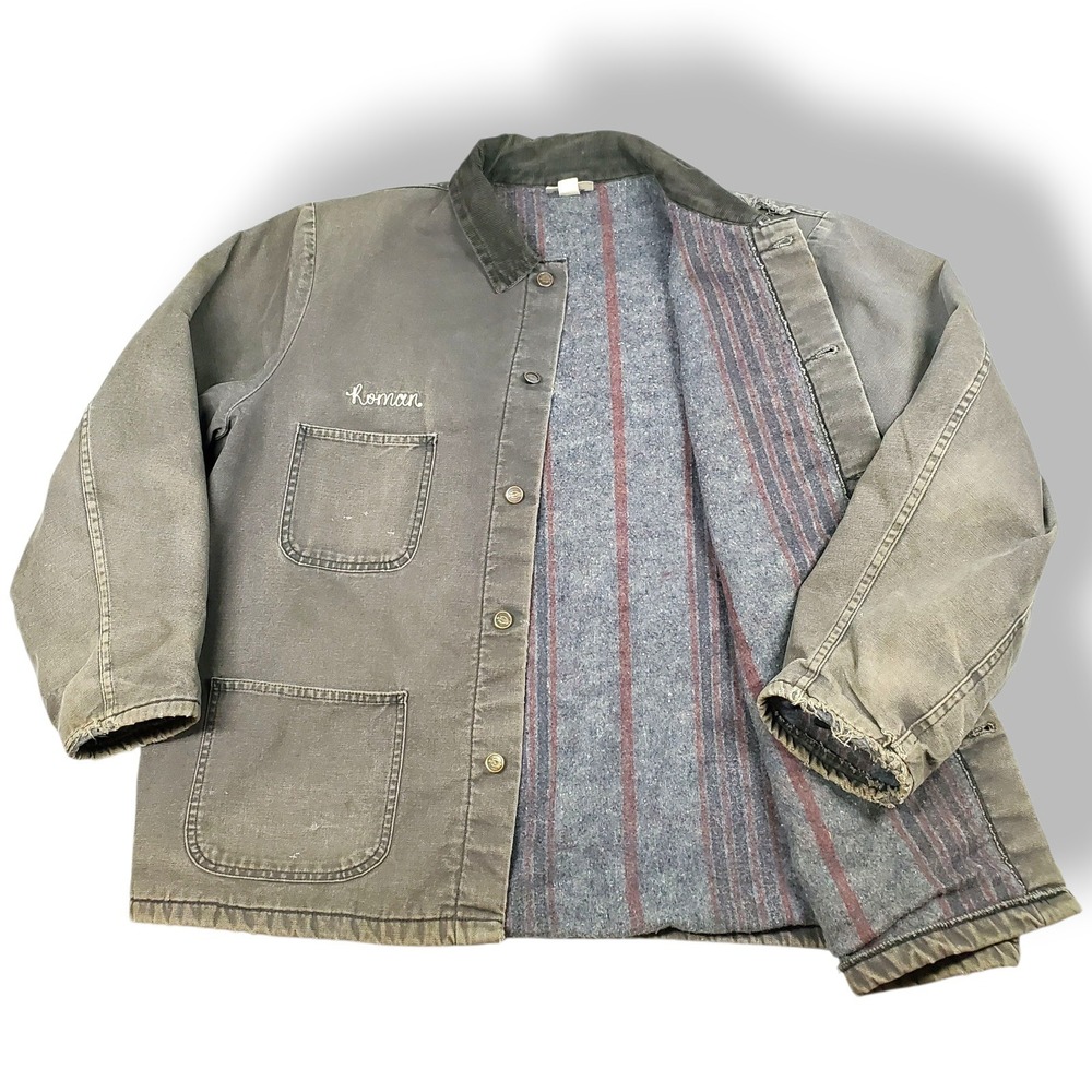 Vintage Dickies Blanket‎ Lined Chore Coat Mens 2XL Brown Canvas Distressed Y2K